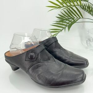 Think! Black Leather Mules Comfort Slip On Clog Shoe Womens 40 9 Comfort